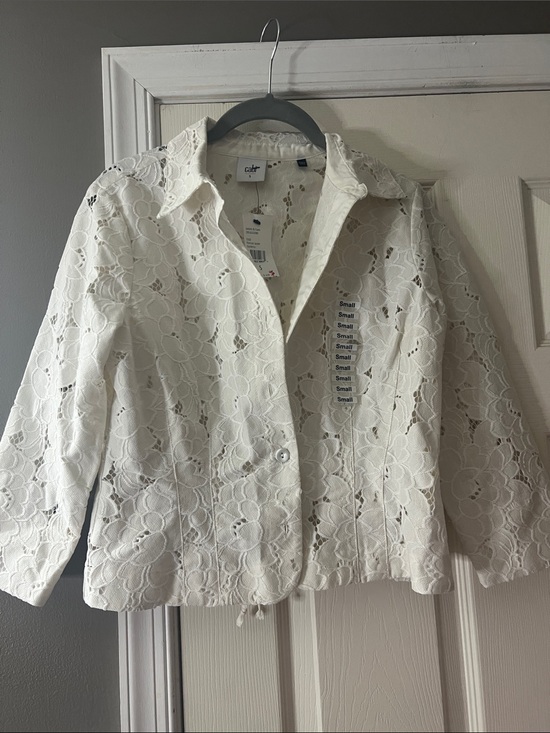 CAbi Tops - Cabi Womens Jacket Ivory Lace Topper Top Casual Business S Small